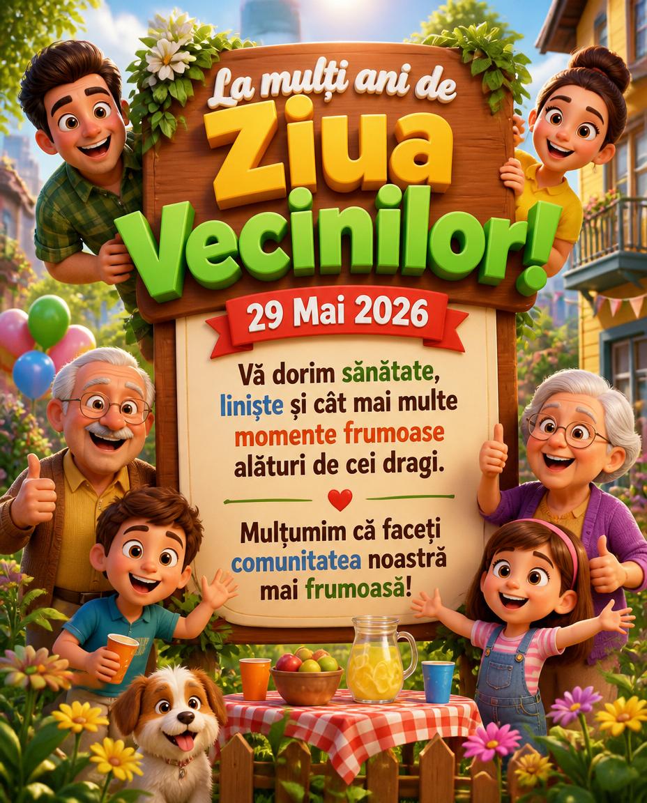 29 Mai 2026 Ziua Vecinilor La mulți ani, pentru toți vecinii!